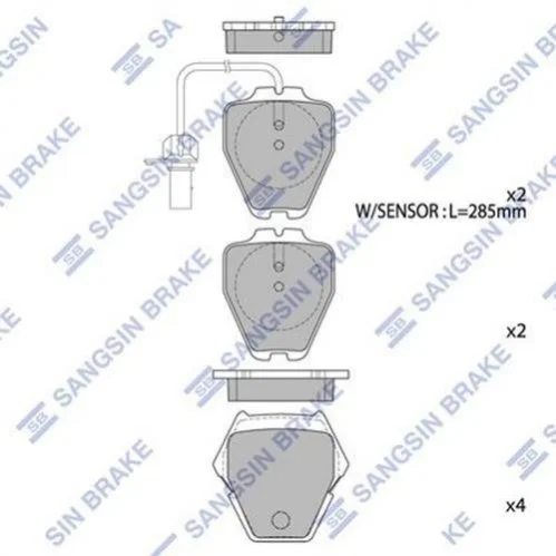 Колодки гальмівні передні Audi A4 (-01), A6 (-05), VW Phaeton (3D) (02-) HI-Q Hi-Q (SANGSIN) SP1790 (фото 1)