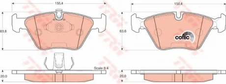 Гальмівні колодки дискові BMW 520i/523i/525d/528i TRW GDB1264