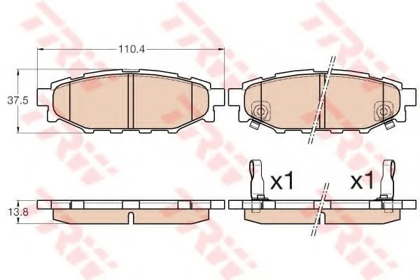 Гальмівні колодки дискові SUBARU Forester/Legacy/Outback "R "07>> TRW GDB3568 (фото 1)