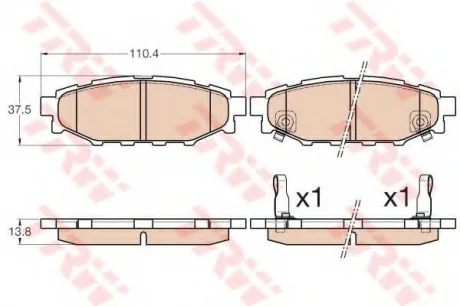 Гальмівні колодки дискові SUBARU Forester/Legacy/Outback "R "07>> TRW GDB3568