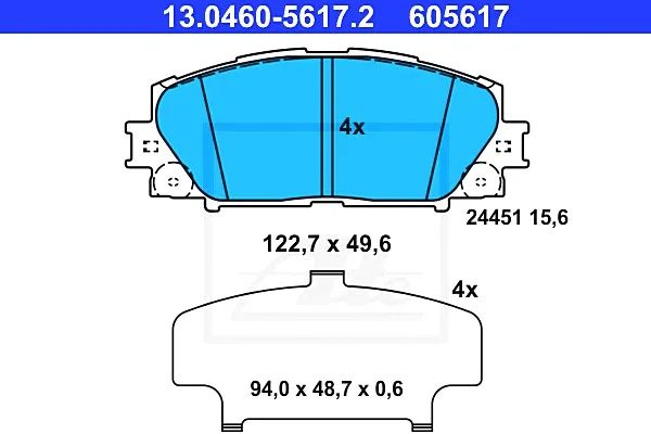 Комплект тормозных колодок ATE 13.0460-5617.2 (фото 1)