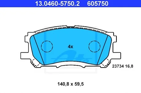 Тормозные колодки, дисковые. ATE 13.0460-5750.2
