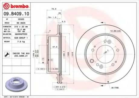Диск тормозной BREMBO 09.B409.10