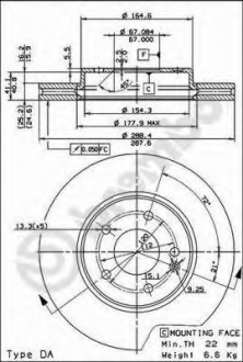 Тормозной диск BREMBO 09.6845.11