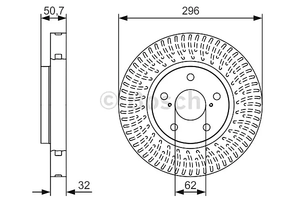 Гальмівний диск LEXUS/TOYOTA GS/IS/Mark X \'\'FR BOSCH 0986479T37 (фото 1)