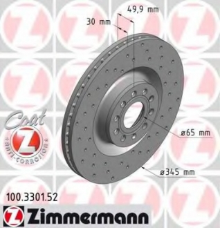 Диск тормозной Sport Coat Z ZIMMERMANN 100.3301.52 (фото 1)