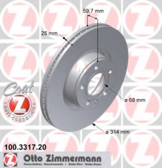 Тормозной диск ZIMMERMANN 100.3317.20 (фото 1)