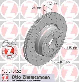 Тормозной диск ZIMMERMANN 150.3451.52 (фото 1)