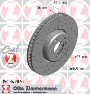 Тормозной диск ZIMMERMANN 150.3478.52 (фото 1)