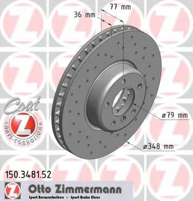 Диск тормозной ZIMMERMANN 150.3481.52 (фото 1)