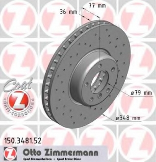 Тормозной диск ZIMMERMANN 150.3481.52 (фото 1)
