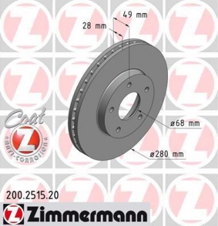 Тормозной диск ZIMMERMANN 200.2515.20