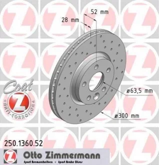 Тормозной диск ZIMMERMANN 250.1360.52