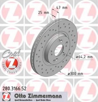 Тормозной диск ZIMMERMANN 280.3166.52