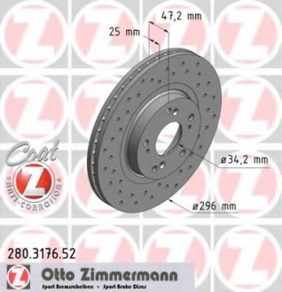 Тормозной диск ZIMMERMANN 280.3176.52 (фото 1)