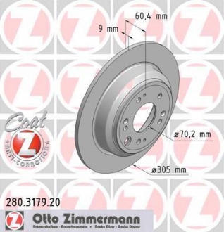 Диск тормозной Coat Z ZIMMERMANN 280.3179.20