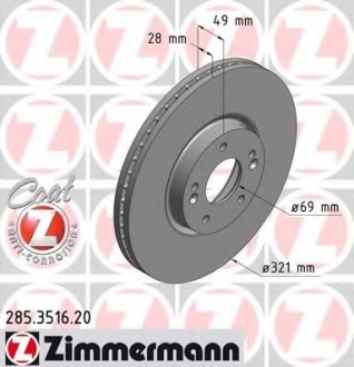 Тормозной диск ZIMMERMANN 285.3516.20 (фото 1)