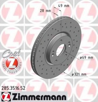 Тормозной диск ZIMMERMANN 285.3516.52 (фото 1)