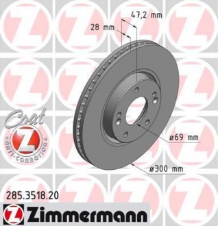 Тормозной диск ZIMMERMANN 285.3518.20 (фото 1)