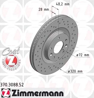Диск тормозной ZIMMERMANN 370.3088.52