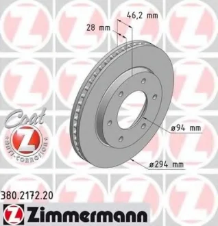 Диск тормозной ZIMMERMANN 380.2172.20