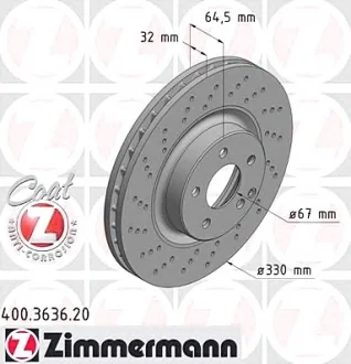 Тормозной диск ZIMMERMANN 400.3636.20