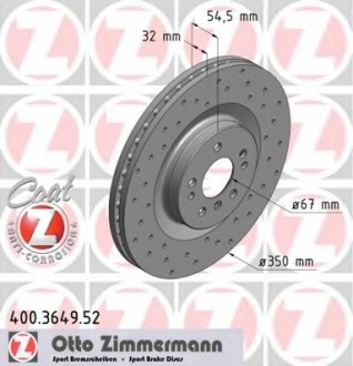 Тормозной диск ZIMMERMANN 400.3649.52 (фото 1)
