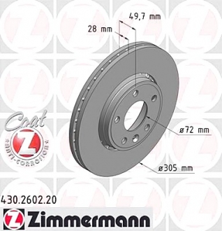 Тормозной диск ZIMMERMANN 430.2602.20 (фото 1)