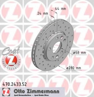 Тормозной диск ZIMMERMANN 470.2433.52 (фото 1)