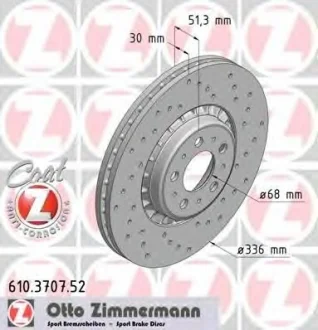 Тормозной диск ZIMMERMANN 610.3707.52