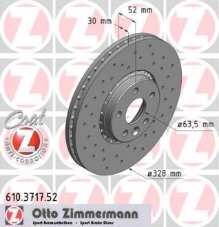 Гальмiвнi диски Sport/ Coat Z ZIMMERMANN 610.3717.52 (фото 1)