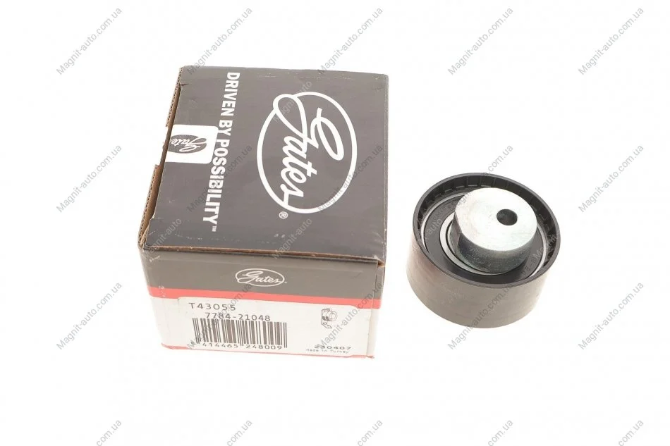 Натягивающий ролик ремня ГРМ GRANDE PUNTO, ALFA ROMEO GIULIETTA, MITO; DODGE DART; FIAT 124 SPIDER, 500, 1.2-1.4LPG 04.97- Gates T43055 (фото 1)