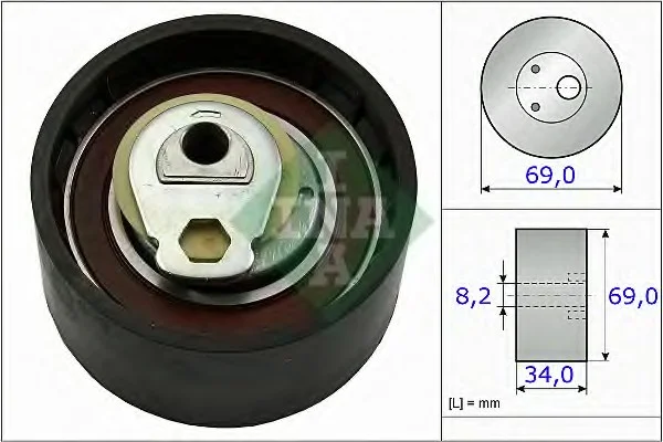 Ролік натяж. ГРМ Ducato/Daily 2.3 JTD 02>06 INA 531 0505 10 (фото 1)