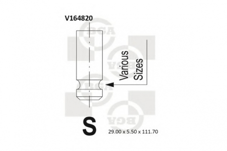 Клапан головки блоку циліндрів двигуна BGA V164820 (фото 1)
