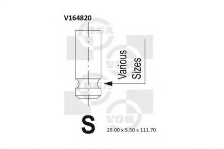 Клапан головки блоку циліндрів двигуна BGA V164820