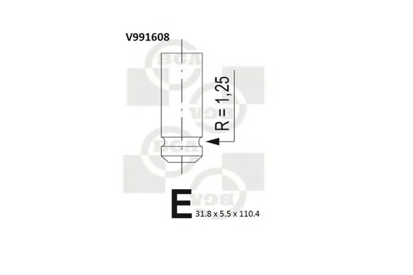 Клапан головки блоку циліндрів двигуна BGA V991608 (фото 1)