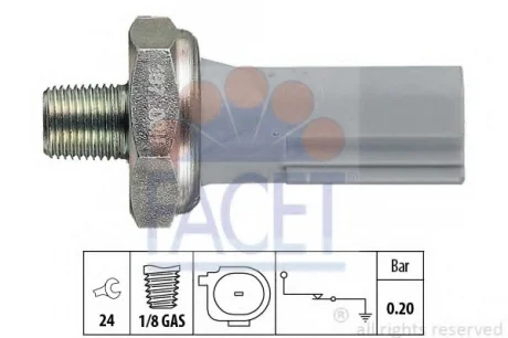 Датчик давления масла (0,2bar/1 конт./серый) Lancer 08-/ASX/Outlander 06-/Smart 07- Facet FACET 7.0187