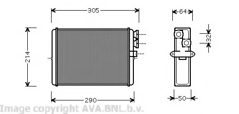 Радиатор отопителя HEATER S60/XC70/V70/S80 (Ava) AVA COOLING VOA6110 (фото 1)