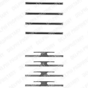 Монтажный набор тормозных колодок DAEWOO CIELO, NEXIA OPEL ASCONA C, CORSA A, CORSA A TR, KADETT E, OMEGA A, REKORD E, VECTRA A 1.2-3.0 08.77-12.02 Delphi LX0055 (фото 1)