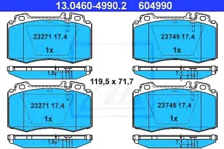 Гальмівні колодки, дискові ATE 13.0460-4990.2