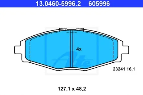Гальмівні колодки, дискові ATE 13.0460-5996.2