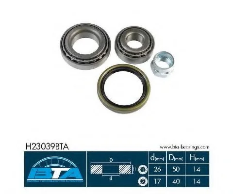 Підшипник колеса,комплект BTA H23039BTA (фото 1)