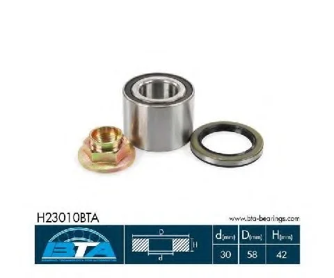 Комплект подшипника колеса лев/прав (30x58x42) MAZDA 3, 323 F VI, 323 S VI, 5, 6, 626 III, 626 IV, CX-3, CX-5, CX-7, MX-3, MX-5 II, MX-5 IV 1.5-2.5 06.87- BTA H23010BTA (фото 1)
