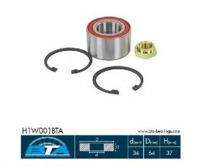 Підшипник колеса,комплект BTA H1W001BTA (фото 1)