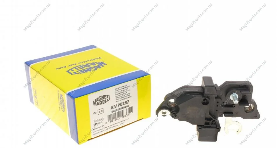 Регулятор напруги (14V) ALFA ROMEO 159, MITO, SPIDER FIAT 500, 500 C, CROMA, DOBLO, DOBLO CARGO, DUCATO, FIORINO, GRANDE PUNTO, IDEA, LINEA, PALIO, PANDA, PUNTO, PUNTO EVO, QUBO 1.0-2.8D 08.89- MAGNETI MARELLI 940016028200 (фото 1)