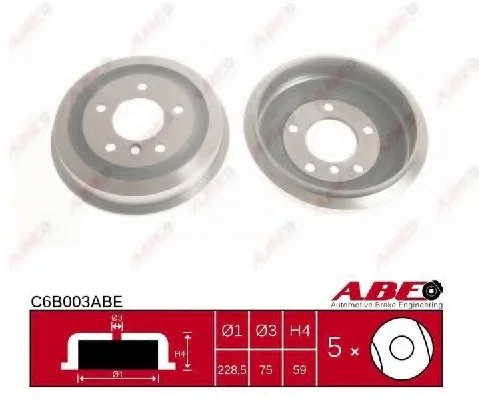 Гальмівний барабан задн BMW 3 (E36) 1.6-1.8 09.90-08.00 ABE C6B003ABE (фото 1)