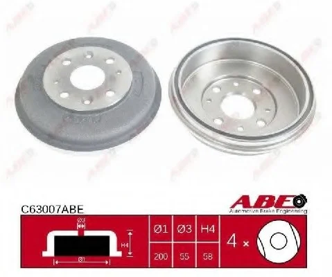 Гальмівний барабан задн MAZDA 323 C IV, 323 C V, 323 F IV, 323 F V, 323 F VI, 323 P V, 323 S IV, 323 S V, 323 S VI, DEMIO, MX-3 1.3-2.0D 06.89-05.04 ABE C63007ABE (фото 1)