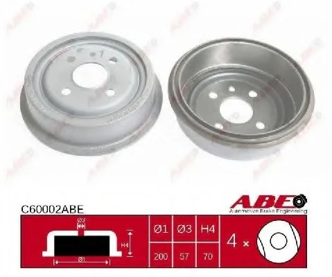 Гальмівний барабан задн CHEVROLET LACETTI, LANOS DAEWOO 1.5I, ARANOS, CIELO, CIELO LOAD RUNNER, ESPERO, LANOS, LEMANS, NEXIA, NUBIRA, PRINCE FSO LANOS OPEL ASCONA B, ASCONA C 1.0-2.0 09.65- ABE C60002ABE (фото 1)