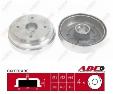 Гальмівний барабан задн DAEWOO TICO 0.8 02.95-12.00 ABE C60001ABE