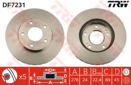 Тормозной диск TRW DF7231 (фото 1)